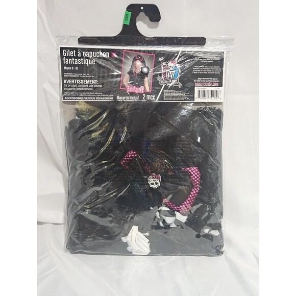 MONSTER HIGH FANGTASTIC HOODIE ZIP VEST BLACK COSTUME With GLOVES CHILD M 8-10 - Picture 5 of 9